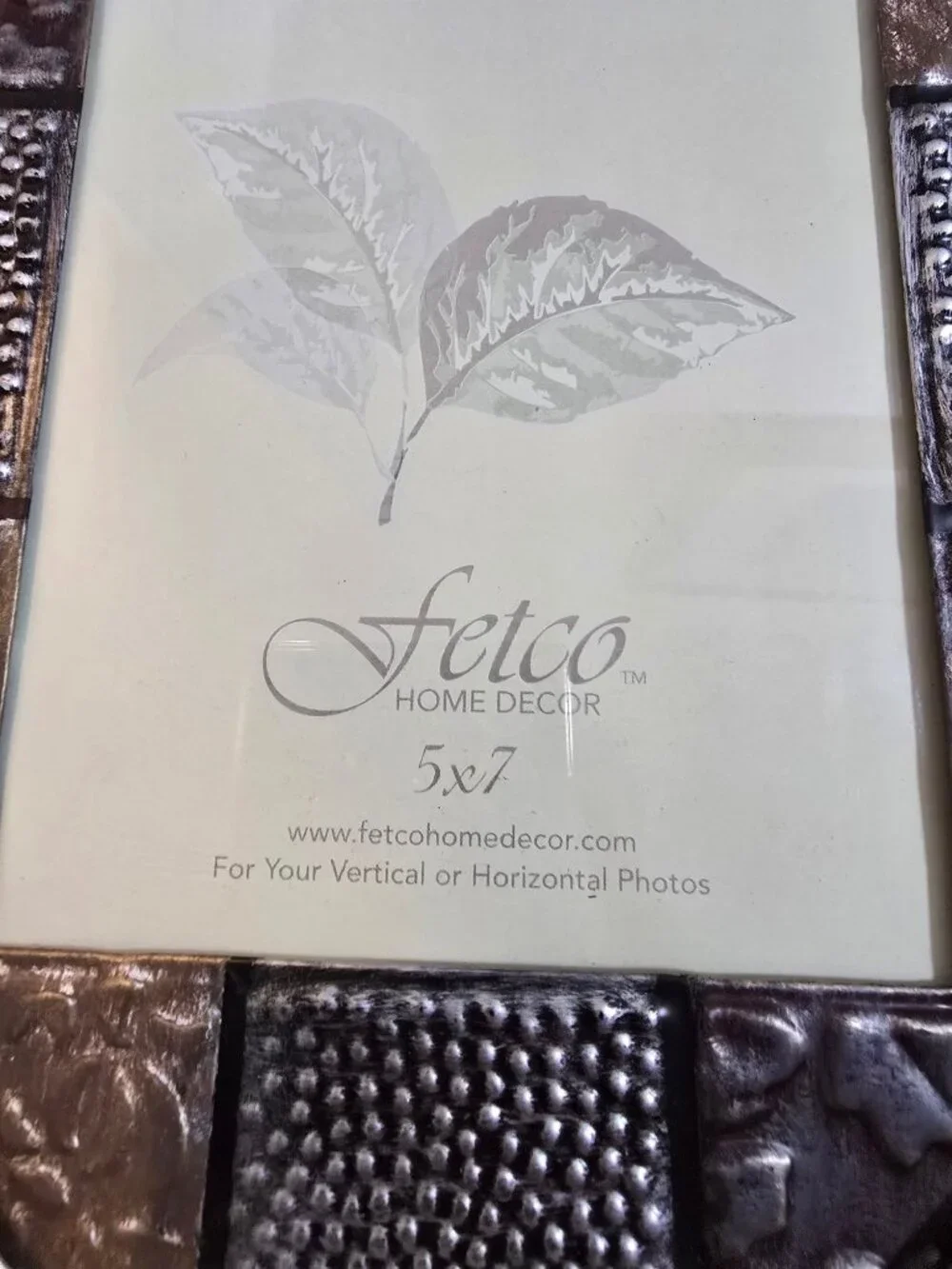 NWB Set 2 Fetco 5x7 Picture Frames With Textured Bronze & Silver Design